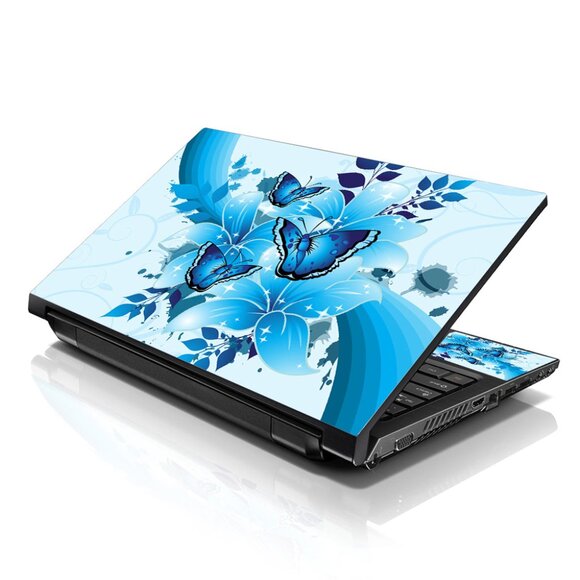 LSS 15.6" & 17.3" Laptop Notebook Skin Sticker Decal - Sparkaling Blue Butterfly - Picture 1 of 2